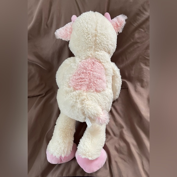 Kellytoy 21 inch Stuffed Cow Pink Cream Holding Emoji Soft Fluffy Plush Toy - Picture 5 of 9